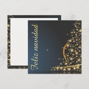 Invitation Motif de Noël bleu avec arbre de Noël doré.