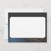 Invitation Motif de Noël bleu avec arbre de Noël doré. (Dos)