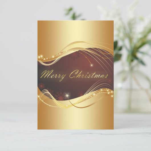 Invitation Motif de Noël doré avec arrière - plan rouge (Debout devant)