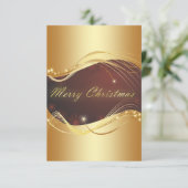 Invitation Motif de Noël doré avec fond rouge (Debout devant)