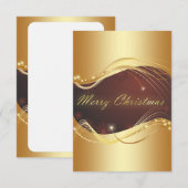 Invitation Motif de Noël doré avec fond rouge (Devant / Derrière)