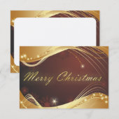 Invitation Motif de Noël doré avec fond rouge (Devant / Derrière)
