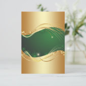 Invitation Motif de Noël doré avec fond vert... (Debout devant)