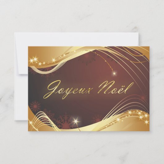 Invitation Motif de Noël doré sur fond rouge... (Devant)