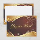 Invitation Motif de Noël doré sur fond rouge... (Devant / Derrière)