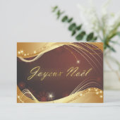 Invitation Motif de Noël doré sur fond rouge... (Debout devant)