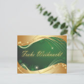 Invitation Motif de Noël doré sur fond vert (Debout devant)