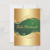 Invitation Motif de Noël doré sur fond vert (Devant)