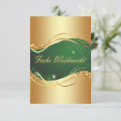 Invitation Motif de Noël doré sur fond vert (Debout devant)