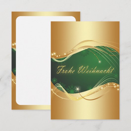 Invitation Motif de Noël doré sur fond vert (Devant / Derrière)