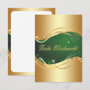 Invitation Motif de Noël doré sur fond vert