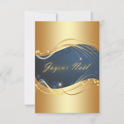 Invitation Motif de Noël or avec fond bleu (Devant)