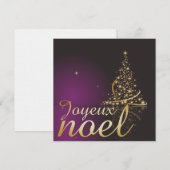 Invitation Motif de Noël pourpre avec arbre de Noël doré (Devant / Derrière)