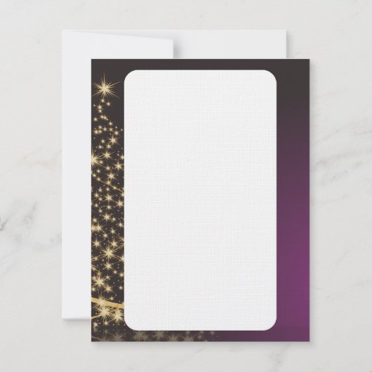 Invitation Motif de Noël pourpre avec de Noël dorarbre (Dos)