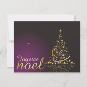 Invitation Motif de Noël pourpre avec de Noël dorarbre
