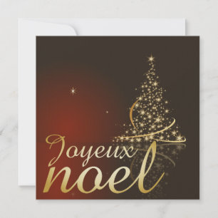 Invitation Motif de Noël rouge avec arbre de Noël doré