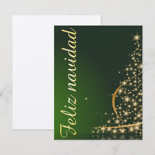Invitation Motif de Noël vert avec arbre de Noël. (Devant / Derrière)