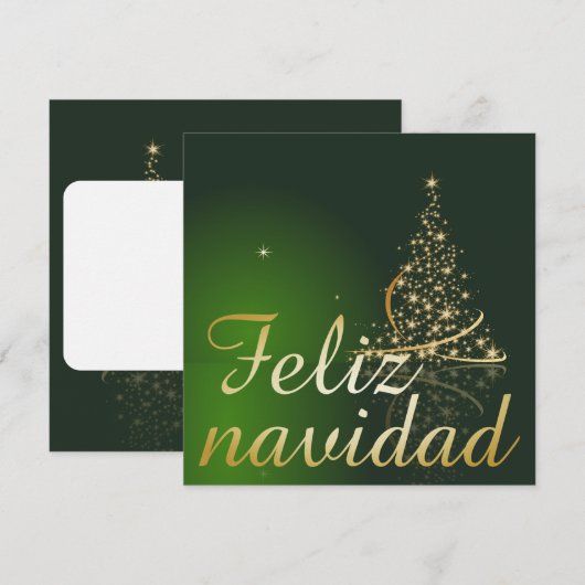 Invitation Motif de Noël vert avec arbre de Noël. (Devant / Derrière)