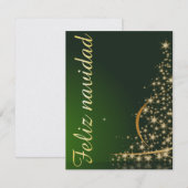 Invitation Motif de Noël vert avec arbre de Noël. (Devant / Derrière)