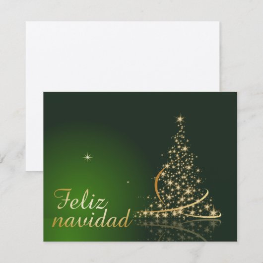 Invitation Motif de Noël vert avec arbre de Noël. (Devant / Derrière)