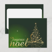 Invitation Motif de Noël vert avec arbre de Noël doré (Devant / Derrière)