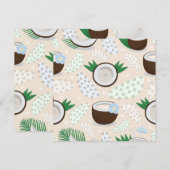 Invitation Motif de noix de coco coloré (Devant / Derrière)