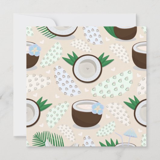 Invitation Motif de noix de coco coloré (Devant)