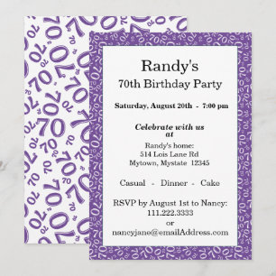 Invitation Motif de nombre aléatoire 70 Violet/Blanc 70e Invi