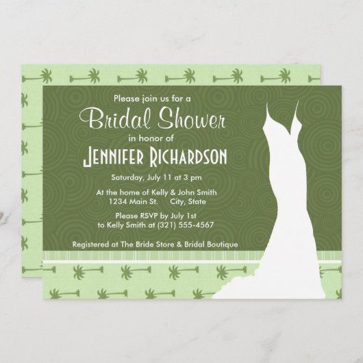 Invitation Motif de palmier mignon (Devant / Derrière)