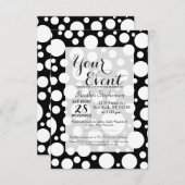 Invitation Motif de points Polka noir et blanc moderne (Devant / Derrière)