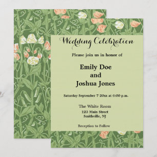Invitation Motif de pois de senteur William Morris, botanique