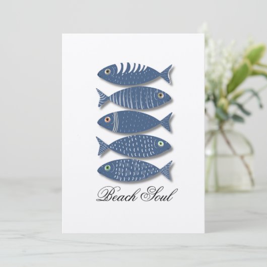 Invitation Motif de poisson bleu côtier sur Arrière - plan be (Debout devant)