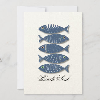 Invitation Motif de poisson bleu côtier sur Arrière - plan be
