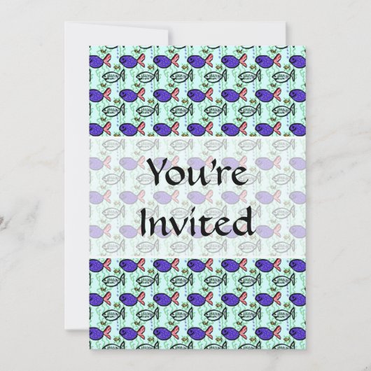 Invitation Motif de poisson. Poisson Fantôme De Poisson Bleu. (Devant)