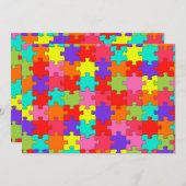 Invitation Motif de puzzle coloré (Devant / Derrière)