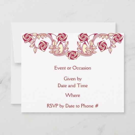 Invitation Motif de rose (Dos)