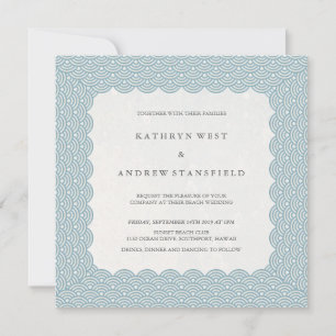 Invitation Motif de Scalloped Blue Seigaiha