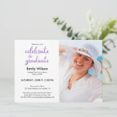 Invitation Motif de script violet pour la fête de remise des  (Debout devant)