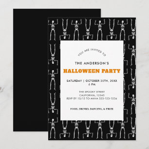 Invitation Motif de squelette effrayant pour une fête d'Hallo