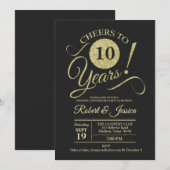 Invitation Motif de tableau craie or pour 10e anniversaire de (Devant / Derrière)