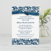 Invitation Motif de texte de diplôme avec bow (Debout devant)