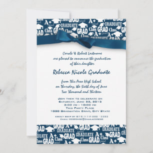 Invitation Motif de texte de diplôme avec bow