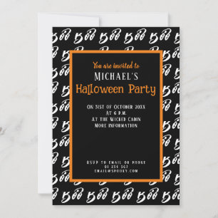 Invitation Motif de texte de livre noir et blanc de Ghost Hal
