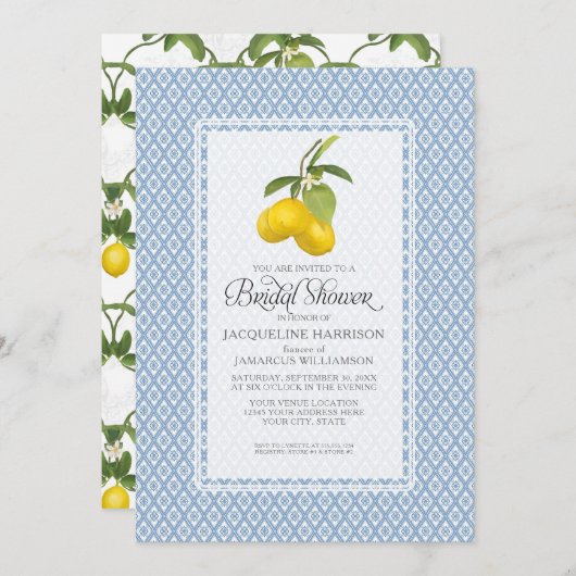 Invitation Motif de treillis de citron de jardin d'agrume de (Devant / Derrière)