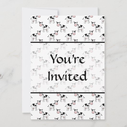 Invitation Motif de vache noir et blanc. (Devant)