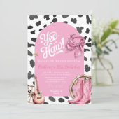 Invitation Motif de vache rose Western Rustic Cowgirl Anniver (Debout devant)