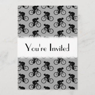 Invitation Motif de vélo gris et noir.