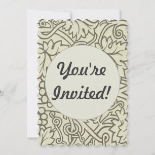 Invitation Motif de vigne de raisin gris vert de William Morr