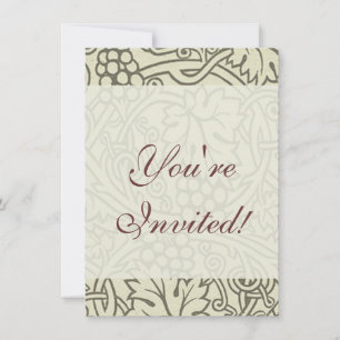 Invitation Motif de vigne de raisin gris vert de William Morr