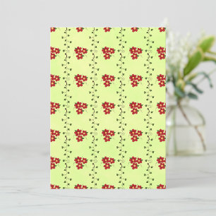 Invitation Motif de vigne florale rouge sur fond vert clair